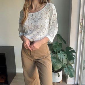 ✨️Vintage White Eyelet Blouse | Jordan Taylor | Size L